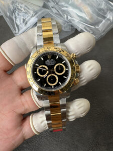 VS Factory Rolex Cosmograph Daytona Two-Tone Yellow Gold Black Dial (126503) 1:1 Super Clone –